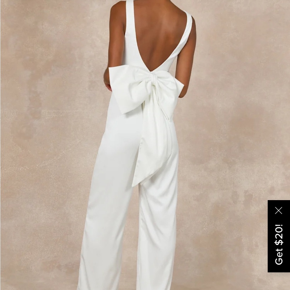 Angelic Aesthetic Ivory Satin Bow Back Sleeveless Jumpsuit